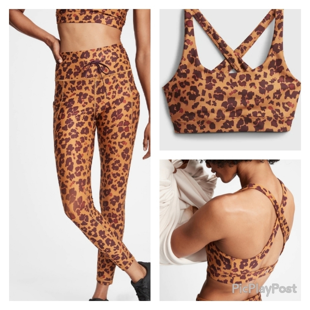 GAPFit Set of Animal Print Sport Bra and Leggings
